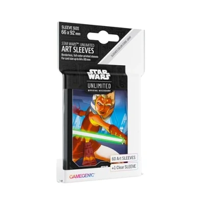 Image de Asmodee Ahsoka Tano Officially Licensed Pack of 60 Art Sleeves 1 Clear Sleeve, Optimized Size for Star Wars Unlimited Other TCG and LCG Games, Made by Gamegenic, GGS15059ML