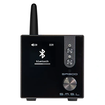 Image de Amplificateur numérique HiFi S.M.S.L SA300, Puce MA12070 d&#039;Infineon 80 W x 2 ampli de Puissance Classe D, entrée RCA USB Bluetooth 5.0 APTX, Plusieurs Modes d&#039;égalisation avec télécommande (Noir)