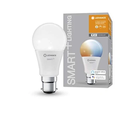 Image de LEDVANCE Lampe LED intelligente avec technologie WiFi, base B22d, dimmable, couleur de la lumière variable (2700 6500K), remplacement 60W, SMART+ WiFi Classic Tunable White, paquet 1
