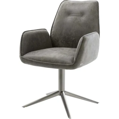 Image de chaise pivotante Zoa Flex microvelours gris antique pied de 4 branches grafiete pivotement sur 360 fonction bascule ressorts ensachés