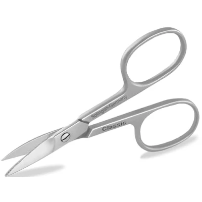 Image de Solingen Classic Ciseaux à ongles avec micro denture unilatérale Fabriqué en Allemagne surface de coupe extra tranchante et incurvée pour les mains pieds acier inoxydable 9,5 cm