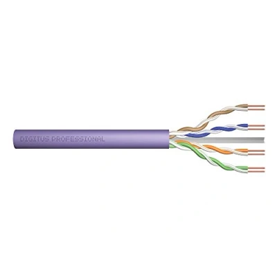 Image de DIGITUS 305 m Cat 6 Câble réseau U UTP Simplex BauPVO Eca LSZH Sans halogène 250 MHz Cuivre AWG 23/1 Compatible PoE+ LAN de pose Ethernet Violet