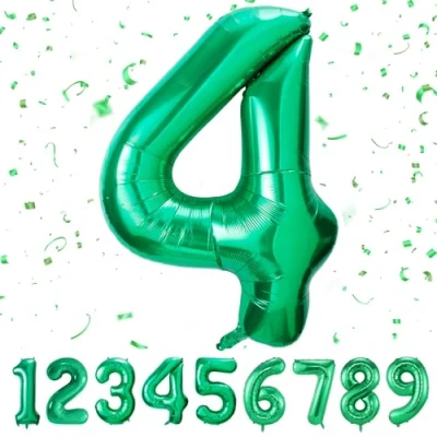Image de Ballon Chiffre Anniversaire 4,Ballon numéro 4 Vert,40&quot; 101cm Géante Hélium Ballons Gonflables XXL,Ballon Décoration d&#039;anniversaire S&#039;envole avec de l&#039;hélium