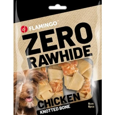 Image de Flamingo Friandises Zero Rawhide Os noué avec Poulet 6 pièces de 6cm, 20gr.