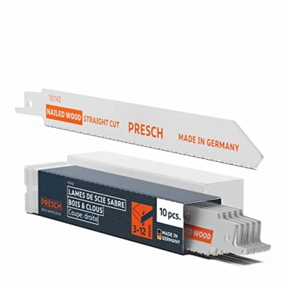 Image de Presch lames scie sabre pour le bois avec clous en métal 130mm 10 pcs 8% Cobalt de universelles Kit électrique, boîte incluse