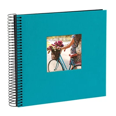Image de goldbuch 12 763 Bella Vista Album photo à spirales en lin avec de titre perforée 40 pages noires coller, turquoise, env. 20 x 2,7 cm
