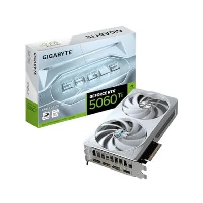 Image de Gigabyte GeForce RTX 5060 Ti Eagle OC ICE 16G Carte Graphique 16 Go GDDR7, 128 Bits, PCI E 5.0, 2617 MHz Fréquence du processeur, 3 x DisplayPort, 1 HDMI, GV N506TEAGLEOC 16GD