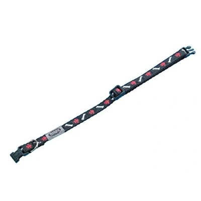 Image de Nobby Collier en Nylon pour Chien Motif Patte et Os Noir 10 mm x 13 20 cm