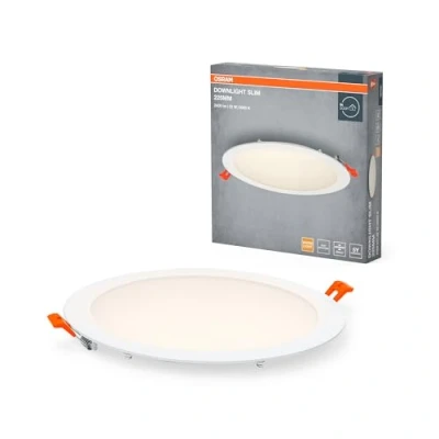 Image de OSRAM Downlight Slim 225mm, spot encastrable LED, 22W, blanc chaud 3000K, 2000 lumens, design fin, IP20, installation facile pour salons et couloirs