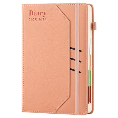 Image de Agenda académique 2025 2026 page par jour Format A5 Semestriel 2025/26 journalier de juillet à juin Avec poche Rose