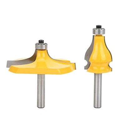 Image de fraise à Rainurer,Bits Routeur,Mèche de routeur, 2pcs 8mm main courante et bord table, tronçonner, bois avec roulement