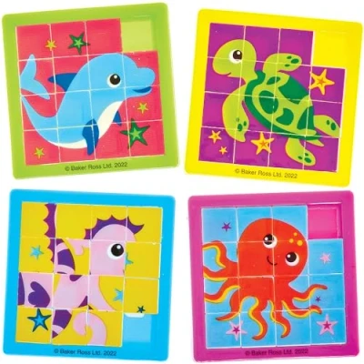 Image de Baker Ross FX680 Sealife Buddies Sliding Puzzles Pack de 6, pour remplir les sacs fête des enfants