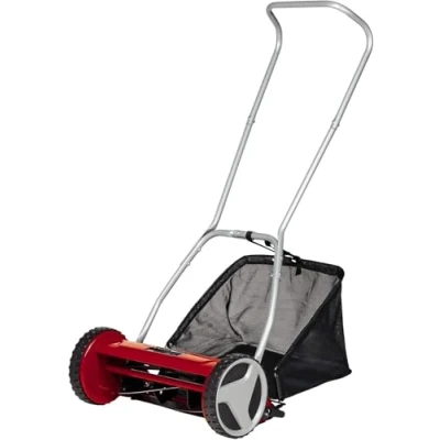 Image de Einhell Tondeuse à gazon manuelle GC HM 400 (jusqu’à 250 m², cylindre de coupe, 5 lames en acier, réglage la hauteur coupe sur 4 niveaux 13 37 mm, bac ramassage 27 litres)