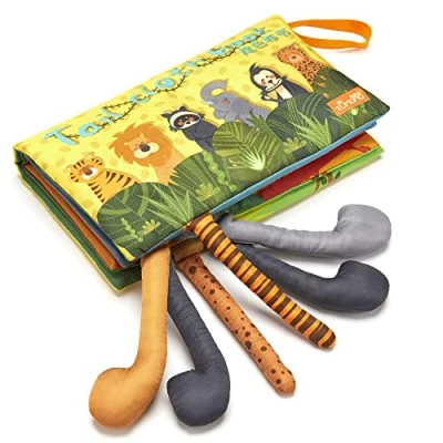 Image de TUMAMA Kids Livres en Tissu, Livre Sensoriel Jouets Doux 3D Jungle Tails, Jouet Eveil Bebe 0 3 Mois, Squeaker and Crinkle Sound de Bain 18 Mois Apprentissage Précoce 6