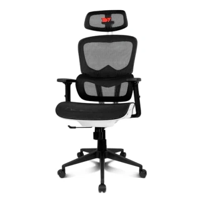 Image de Drift Gaming DRAIR200 Chaise de Jeu Professionnelle, Maille Haute qualité et polymère renforcé, accoudoirs rembourrés réglables en 2D, Piston Classe 4, pivotant, inclinable, Blanc/Noir/Rouge.