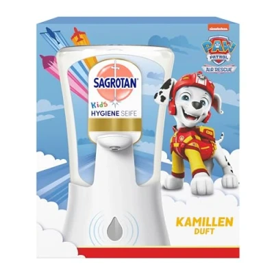 Image de Sagrotan No Touch Kit de démarrage savon hygiénique pour enfants Distributeur automatique avec recharge à la camomille 1 les mains