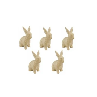 Image de Décopatch AP131Opack Un lot de 5 supports en papier brun pulpé 7,5x4,5x10,5 cm, Lapin assis