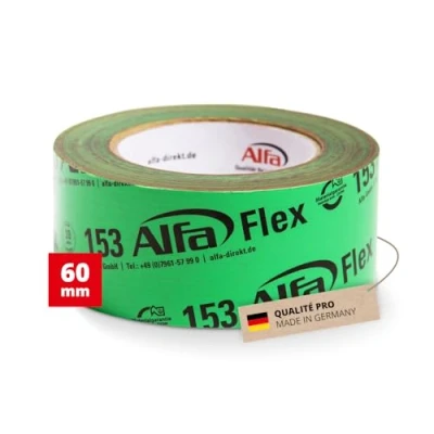 Image de 153 ALFA «Flex» Ruban adhésif flexible haute performance, 1 pièce, 60 mm x 25 m (25 mètres) pour pare vapeur, freins vapeur et membranes de toiture, ultra fixant