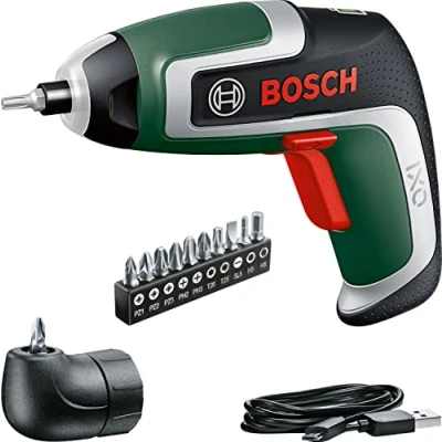 Image de Bosch Visseuse compacte sans fil IXO Kit (7e génération ; 3,6 V 2,0 Ah 5,5 Nm adaptateur de renvoi d&#039;angle inclus; câble micro USB; visse jusqu&#039;à 190 vis; livré dans un carton)