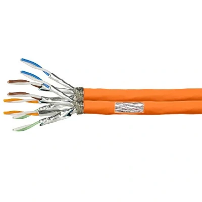 Image de LogiLink Professional CPV0060 CAT 7 1000 MHz LSZH (Low Smoke Zero Halogène) Câble d&#039;installation réseau avec feu, classe de protection : Dca, AWG23 S/FTP 100 m simplex, Orange Duplex 100m