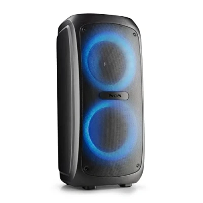 Image de NGS Wild Temper Enceinte Portable Bluetooth, 200W, TWS, lumières LED RGB, USB/AUX, Double entrée Microphone, Batterie Rechargeable de 7.4V/4400mAh, autonomie 5 Heures, Design Compact et résistant