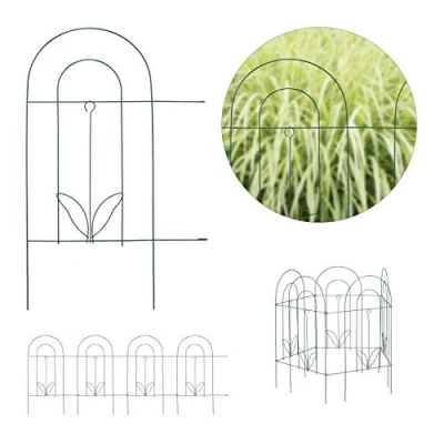 Image de Bordure Potager, clôture Jardin 15 éléments, en métal, à Planter dans Le Sol, H x L : 62 732 cm, Vert