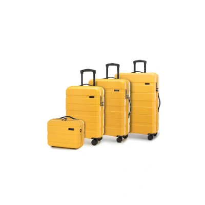 Image de WITTCHEN COMODO Line Ensemble de valises Valise Voyage Bagage Rigide en ABS Serrure TSA Taille (S+M+L+Trousse Toilette) Jaune