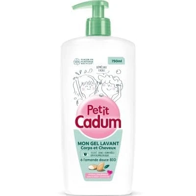 Image de Petit Cadum Gel Lavant Corps et Cheveux Démêlage Facile à l&#039;Amande Douce Bio, 750 ml (Lot de 1)