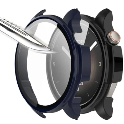 Image de Msiall [2 pièces noir Bleu avec Film de protection d&#039;écran en verre trempé pour Amazfit Balance, étui PC dureté 9H, pare chocs, complet mince Smart Balance