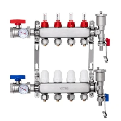 Image de VEVOR 4 verwarmingscircuits verwarmingscircuitverdeler vloerverwarmingsstroomindicator 5L/min
