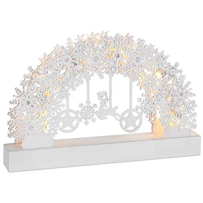 Image de Monzana Arc Lumineux de Noël &#039;Flocons Neige&#039; à 6 LED décoration en Bois Lampe intérieur Effet 3D Arche Lumineuse fêtes