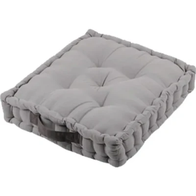 Image de Stof Coussin de Sol Taille 45x45 cm 100% Coton Couleur Souris Gris Modèle Duo Épaisseur Idéale Confortable et Élégant Agréable au Toucher