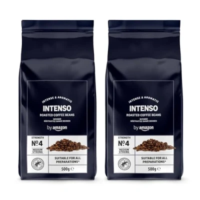 Image de by Amazon Café en grains Caffé Intenso, Torréfaction Moyenne, 500g, Lot de 2 Certifié Rainforest Alliance