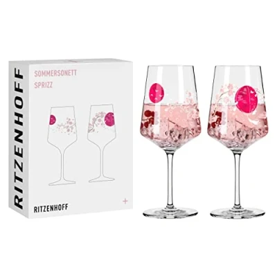 Image de Ritzenhoff 3461007 Verre à apéritif Sprizz (set de 2) 500 ml série Sommersonett n 7 avec motif asiatique rose Made in Germany