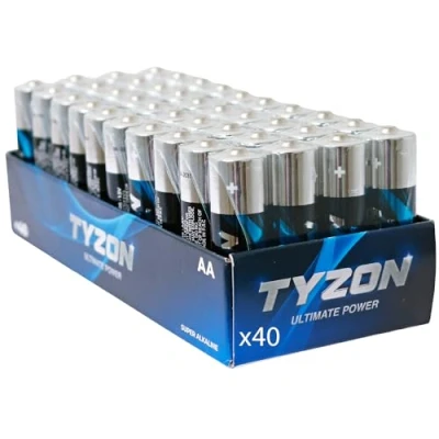 Image de Tyzon® Piles Alcalines AA 1,5 V, Pack de 40 Durables &amp; Haute Performance, Idéales pour Appareils Ménagers et Électroniques