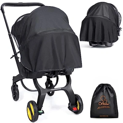 Image de Orzbow 2 en 1 Universelle Pare Soleil &amp; Moustiquaire Bébé pour Cosy,Respirant Capote Cosy (Joie,MaxiCosi,Cybex etc.) avec Fermeture Éclair,Auvent de Protection Solaire Siège Auto (Noir)