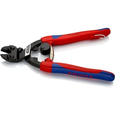 Image de Knipex CoBolt® Coupe boulons compact noire atramentisée, avec gaines bi matière minces, œillet de fixation intégré pour d’un dispositif antichute 200 mm 71 22 T