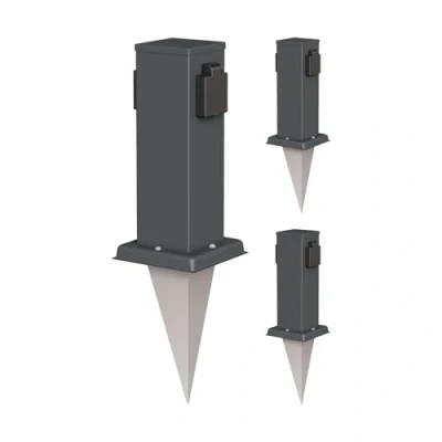 Image de ledscom.de 3 pièces colonne de prises jardin Polly avec pique pour l&#039;extérieur, IP44, 2 fois, anthracite, carré, 27cm