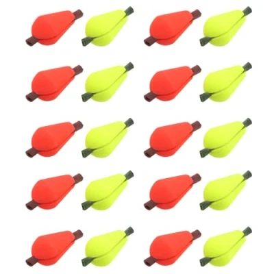 Image de Create idea 20 Pièces Flotteur de Pêche à La Mouche en Mousse Indicateur Frappe Goutte d&#039;eau Bobber Accessoire Fluorescent Jaune Et Orange Rouge