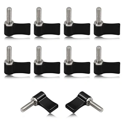 Image de SPEEDWOX Lot de 10 boutons rotatifs à filetage M5 17 mm, vis levier réglable, moletée avec aile unique, alliage d&#039;aluminium rouge pour équipements électroniques