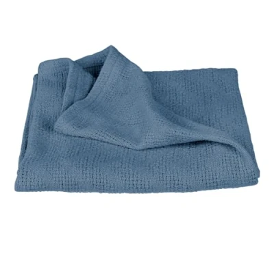 Image de roba Couverture Bébé Seashells Indigo 80 x cm Respirante en 100% de Coton Biologique Certifiée GOTS &amp; Oeko Tex 100 Aspect Tricoté Bleu Foncé