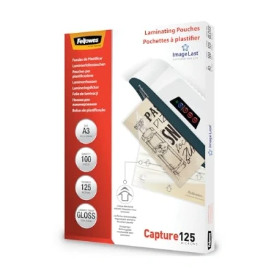 Image de Fellowes Pochette Plastifieuse A3 125 microns Format Pack de 100 Feuilles Finition Brillante Qualité Supérieure Affiches Photos Loisirs Créatifs Technologie ImageLast Capture
