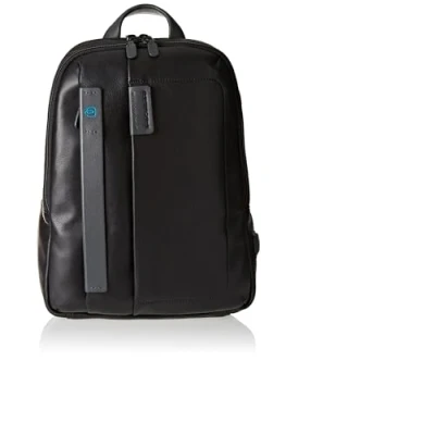 Image de PIQUADRO Pulse, Sac à dos en cuir unisexe adulte, Noir, 11x40x31 cm (W x H L),