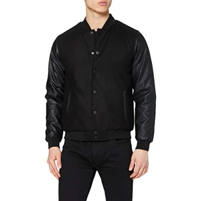 Image de Urban Classics Homme Oldschool College Tb201 Slim Fit Jacket, Noir (Blk/Blk 00017), L EU