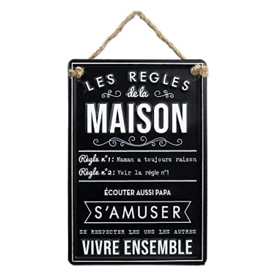 Image de Plaque à Suspendre Relief Règles de la Maison 30 cm