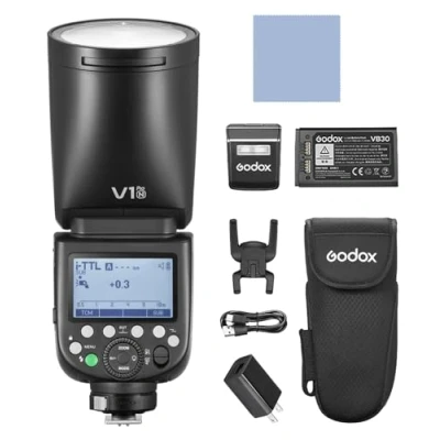 Image de GODOX V1 PRO C 2.4G Flash Speedlite pour Appareil Photo Sans Fil,E TTL II Automatique,Mode M/TTL,Port d&#039;alimentation,Sous Amovible,24 Paquets Gel Compatible Appareils Canon EOS