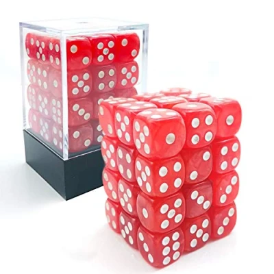Image de Bescon 12mm 6 Sided Dice 36 in Brick Box, Six Die (36) Block of Dice, Marble Red