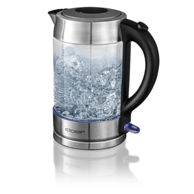 Image de Cloer 4429 Bouilloire Elèctronique en Verre, 2200 W, 1,7 liter, sans fil avec Éclairage LED Illumination, Indication du niveau d‘eau, Protection contre la surchauffe et marche à vide