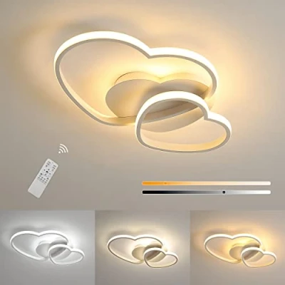 Image de Riserva Plafonnier LED Dimmable, 64W 4800LM Luminaire Moderne avec Télécommande/APP, 3000K 6500K, Design à Cœur Créatif Lampe de Plafond pour Salon Chambre Salle Manger, L50 * W33 H8cm