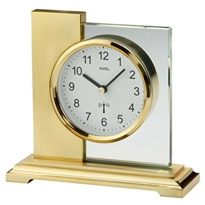 Image de AMS 5141 Horloge de Table Radio Commandée Golden carré Moderne Laiton Couleurs avec Verre